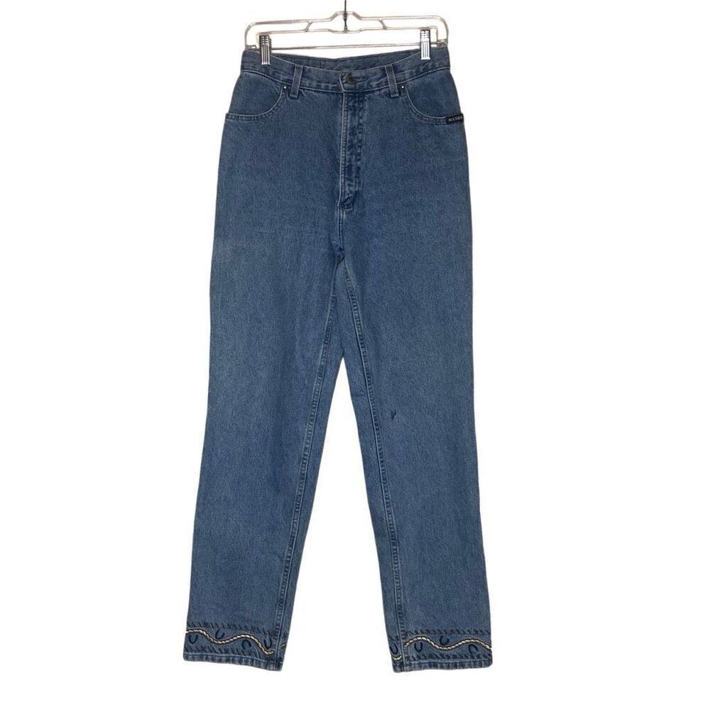 Vintage Rockies 90’s Medium Wash Embroidered Mom Style Jeans Size 12 Cowgirl